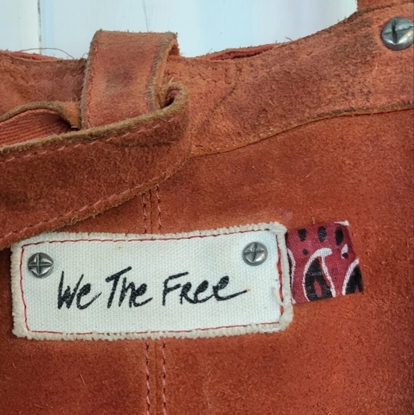 We The Free Convertible Orange Suede Backpack Crossbody Boho Bag - Picture 2 of 14